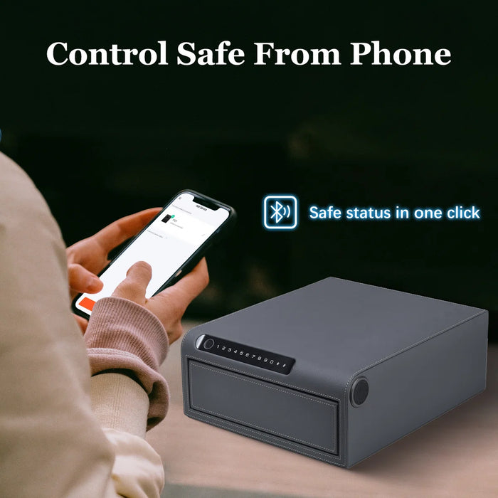 Biometric Fingerprint Jewelry Safe, Leather Finish