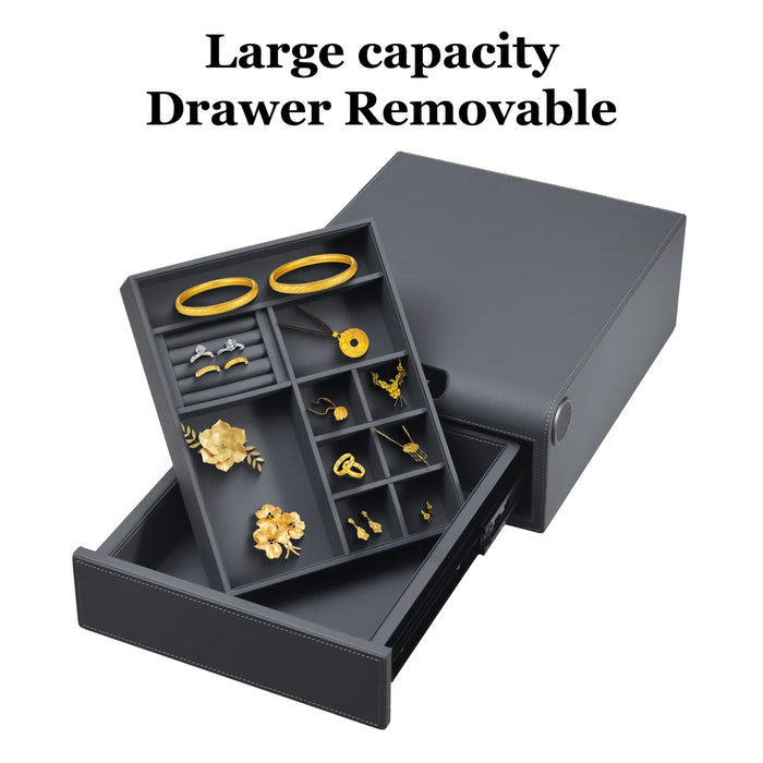 Biometric Fingerprint Jewelry Safe, Leather Finish