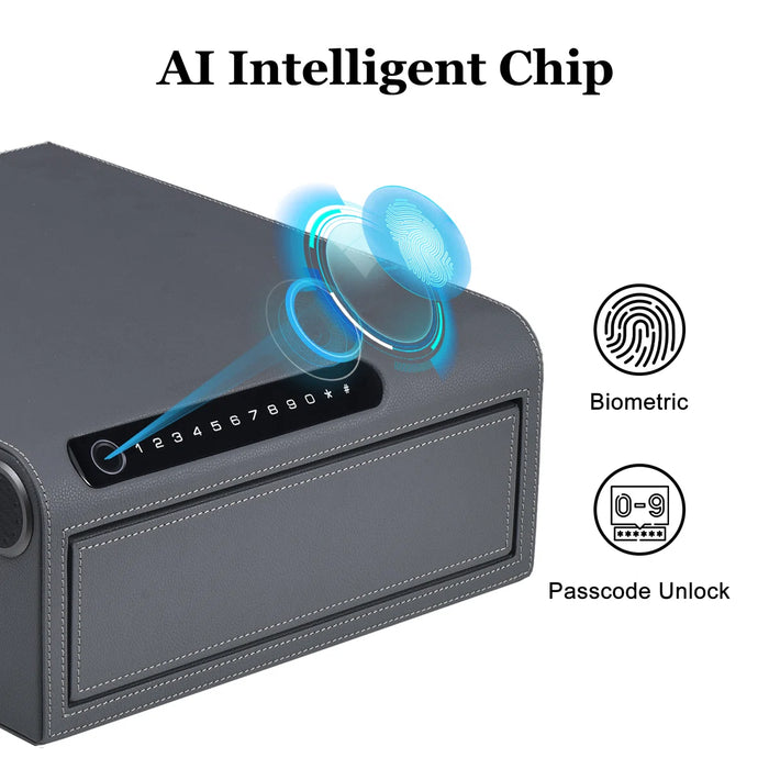 Biometric Fingerprint Jewelry Safe, Leather Finish