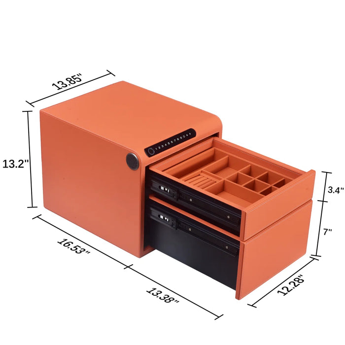 Biometric Fingerprint Jewelry Safe, Leather Finish