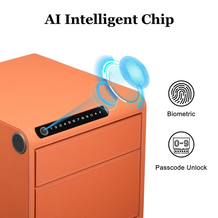 Biometric Fingerprint Jewelry Safe, Leather Finish