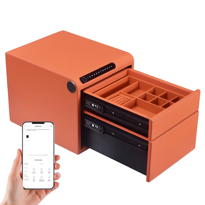 Biometric Fingerprint Jewelry Safe, Leather Finish