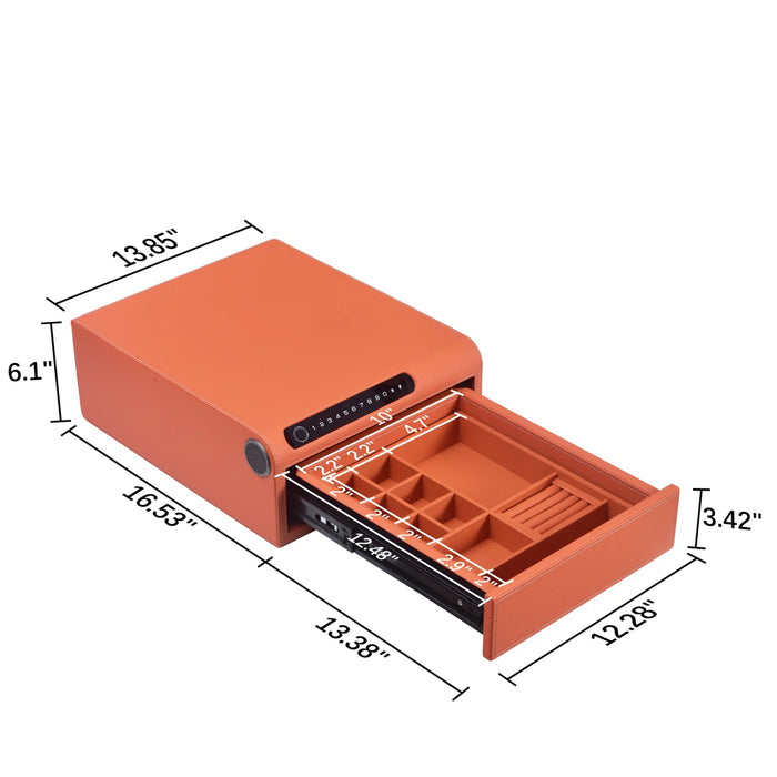Biometric Fingerprint Jewelry Safe, Leather Finish