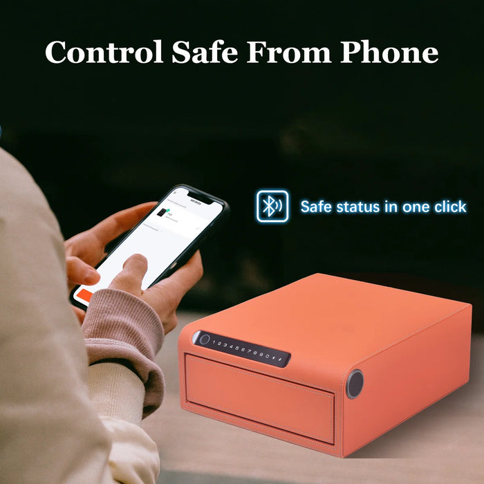 Biometric Fingerprint Jewelry Safe, Leather Finish
