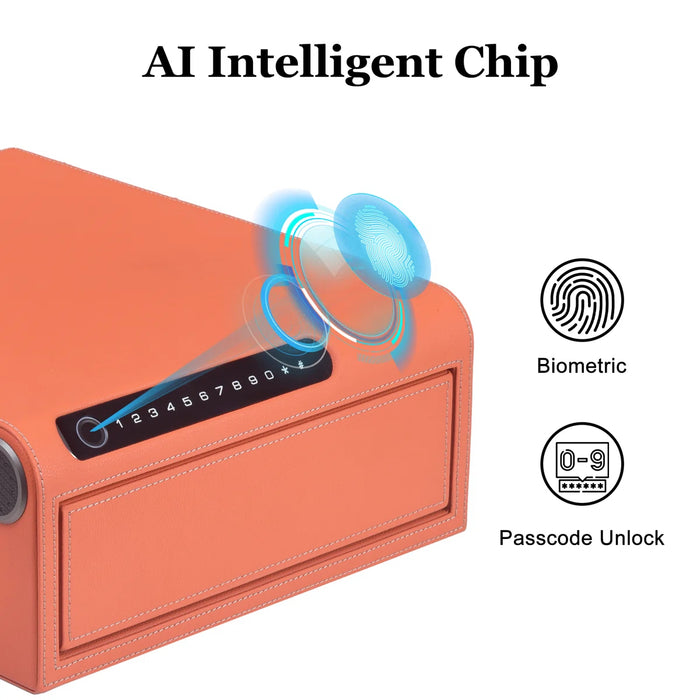 Biometric Fingerprint Jewelry Safe, Leather Finish