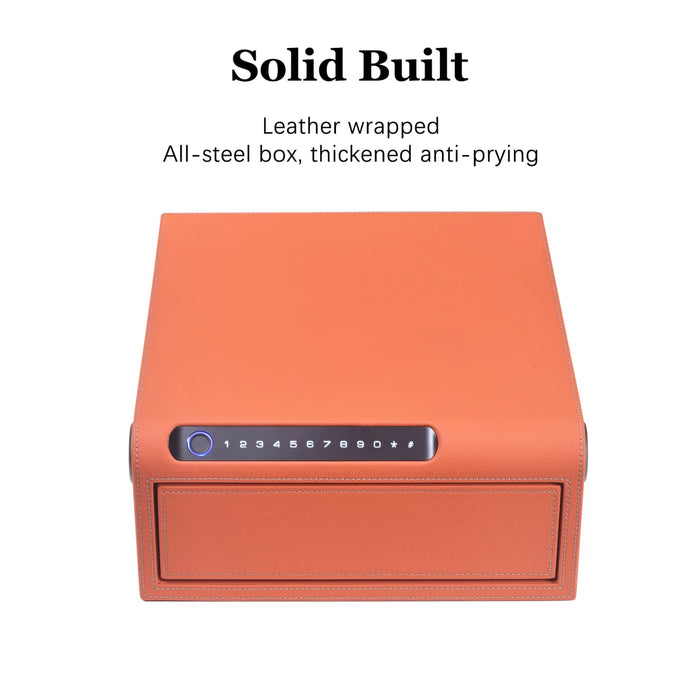 Biometric Fingerprint Jewelry Safe, Leather Finish
