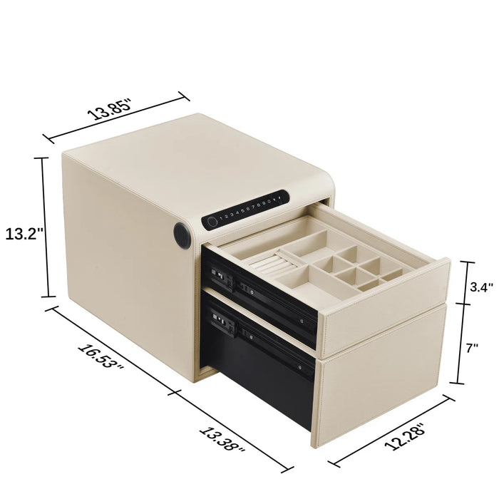 Biometric Fingerprint Jewelry Safe, Leather Finish