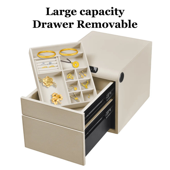 Biometric Fingerprint Jewelry Safe, Leather Finish