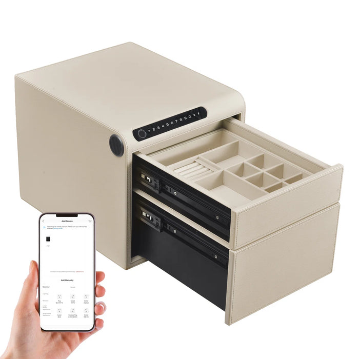 Biometric Fingerprint Jewelry Safe, Leather Finish