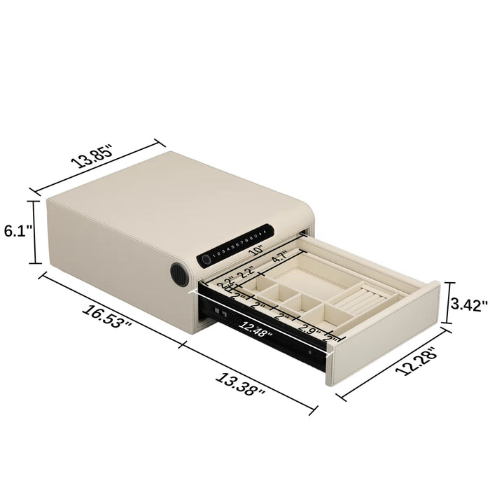 Biometric Fingerprint Jewelry Safe, Leather Finish