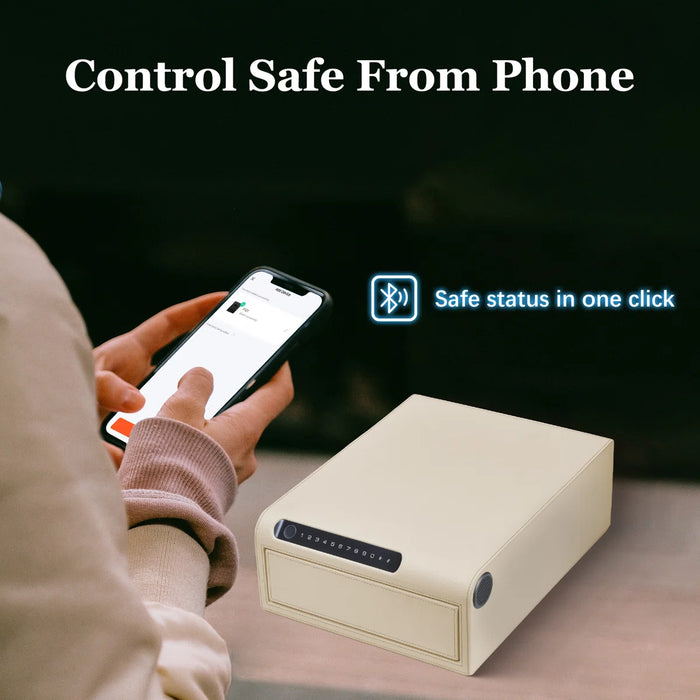 Biometric Fingerprint Jewelry Safe, Leather Finish