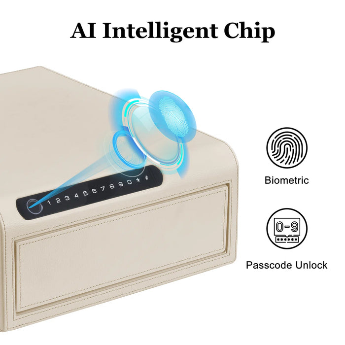 Biometric Fingerprint Jewelry Safe, Leather Finish