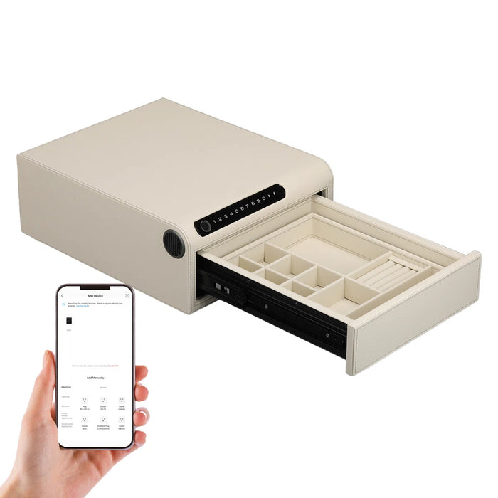 Biometric Fingerprint Jewelry Safe, Leather Finish