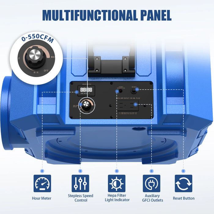 Air Scrubber with HEPA Filter | 3-Stage 550 CFM Air Purifier
