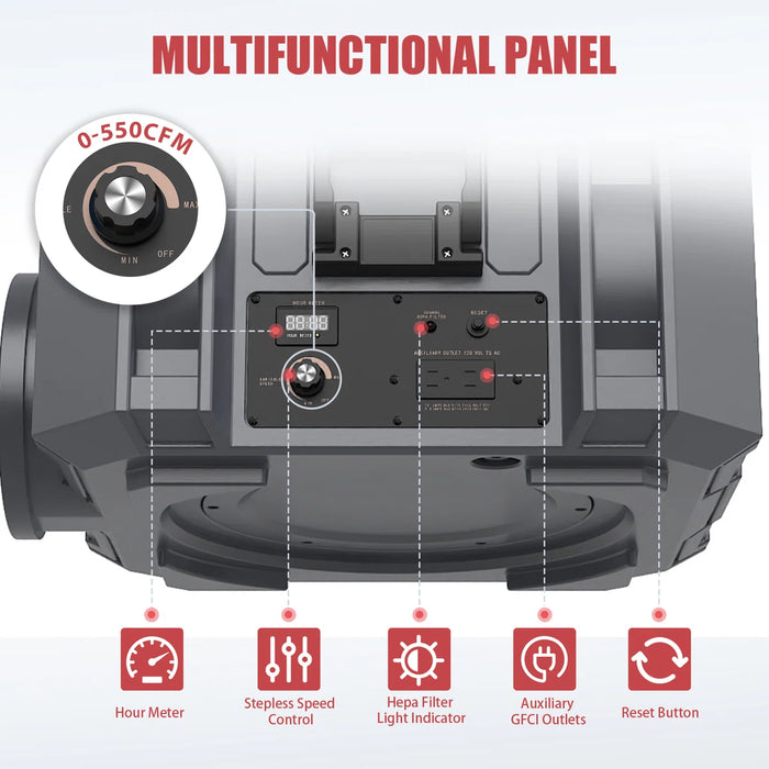 Air Scrubber with HEPA Filter | 3-Stage 550 CFM Air Purifier