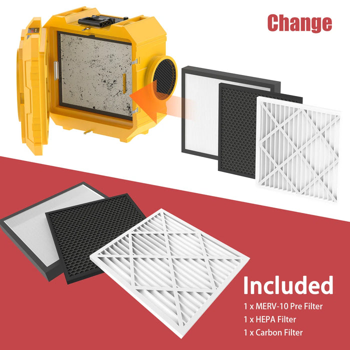 Air Scrubber with HEPA Filter | 3-Stage 550 CFM Air Purifier