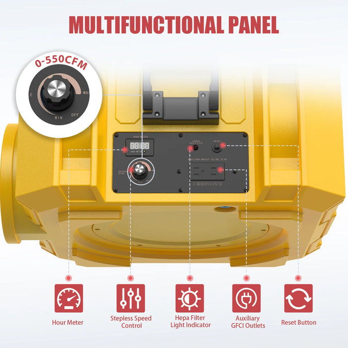 Air Scrubber with HEPA Filter | 3-Stage 550 CFM Air Purifier