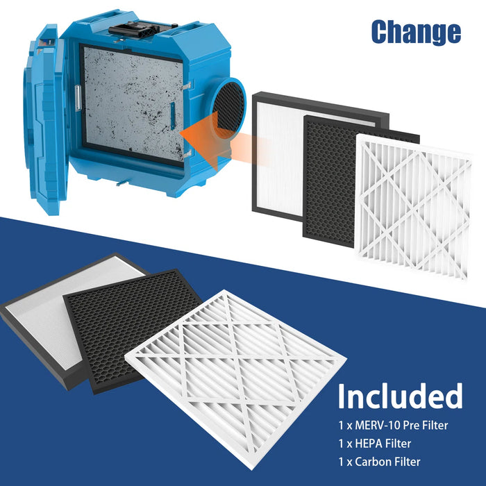 Air Scrubber with HEPA Filter | 3-Stage 550 CFM Air Purifier