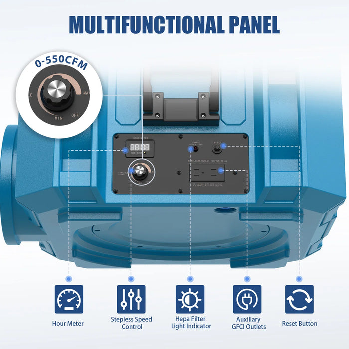 Air Scrubber with HEPA Filter | 3-Stage 550 CFM Air Purifier