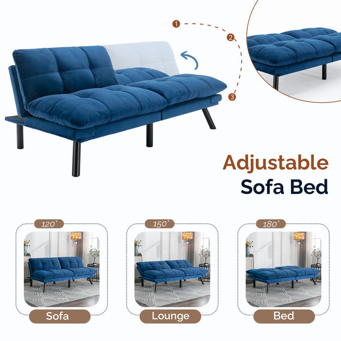 Convertible Futon Sofa Bed Couch | Adjustable 2-Seater Sleeper