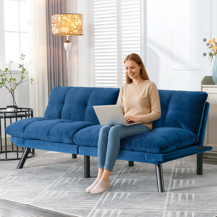 Convertible Futon Sofa Bed Couch | Adjustable 2-Seater Sleeper