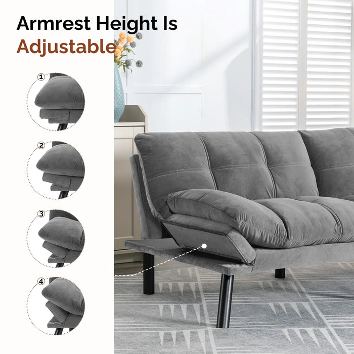 Convertible Futon Sofa Bed Couch | Adjustable 2-Seater Sleeper