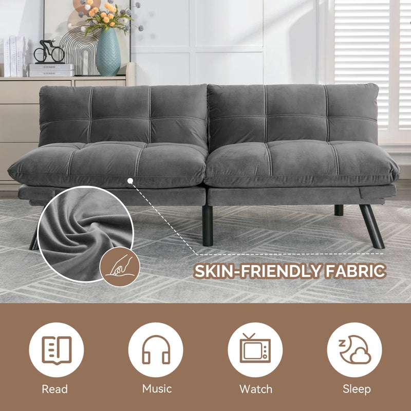Convertible Futon Sofa Bed Couch | Adjustable 2-Seater Sleeper