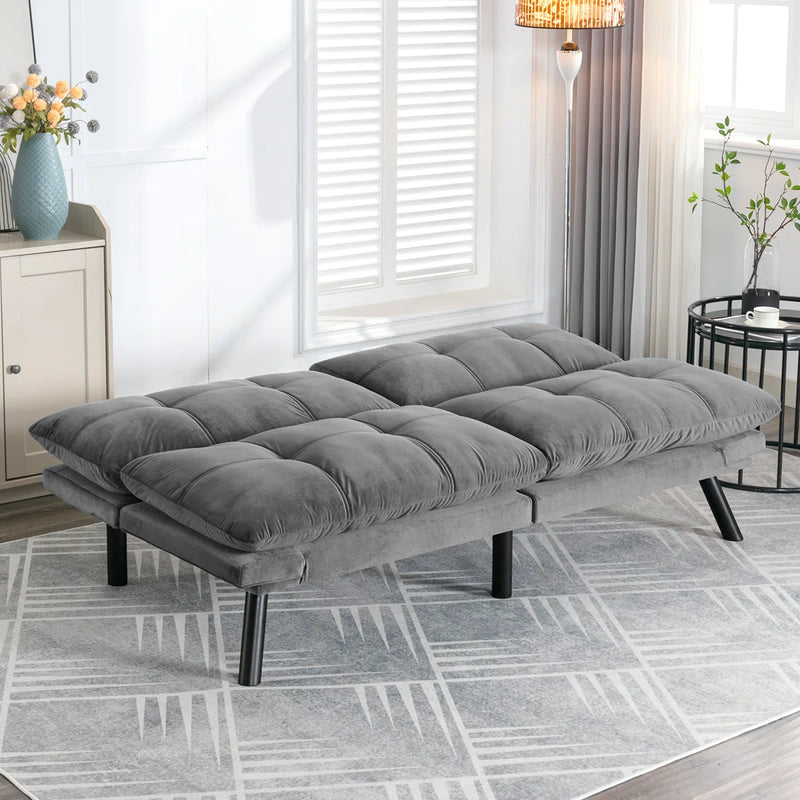 Convertible Futon Sofa Bed Couch | Adjustable 2-Seater Sleeper