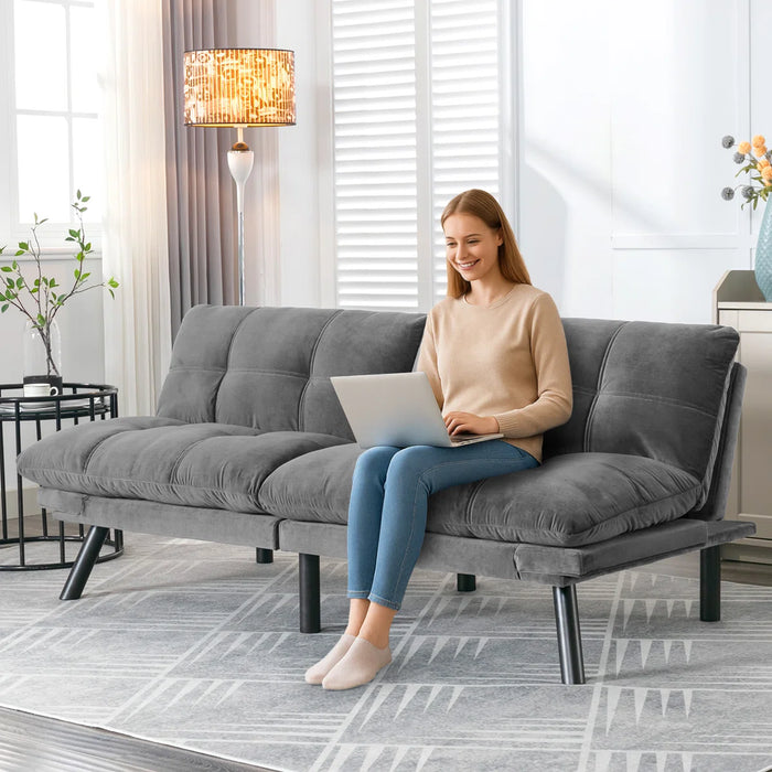 Convertible Futon Sofa Bed Couch | Adjustable 2-Seater Sleeper