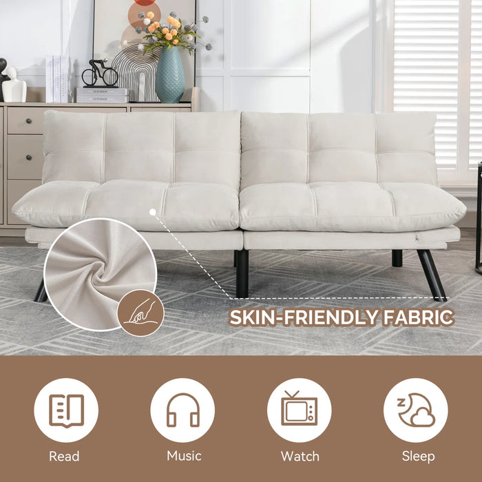 Convertible Futon Sofa Bed Couch | Adjustable 2-Seater Sleeper