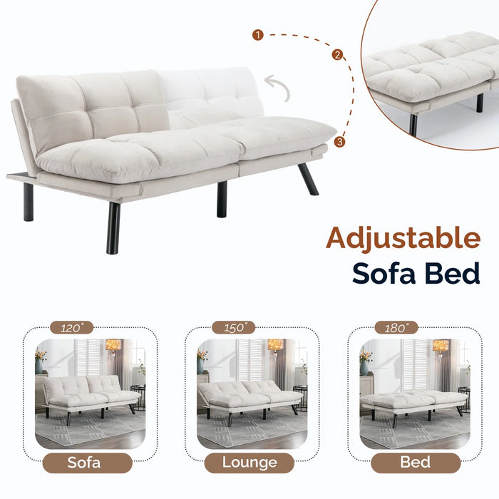 Convertible Futon Sofa Bed Couch | Adjustable 2-Seater Sleeper