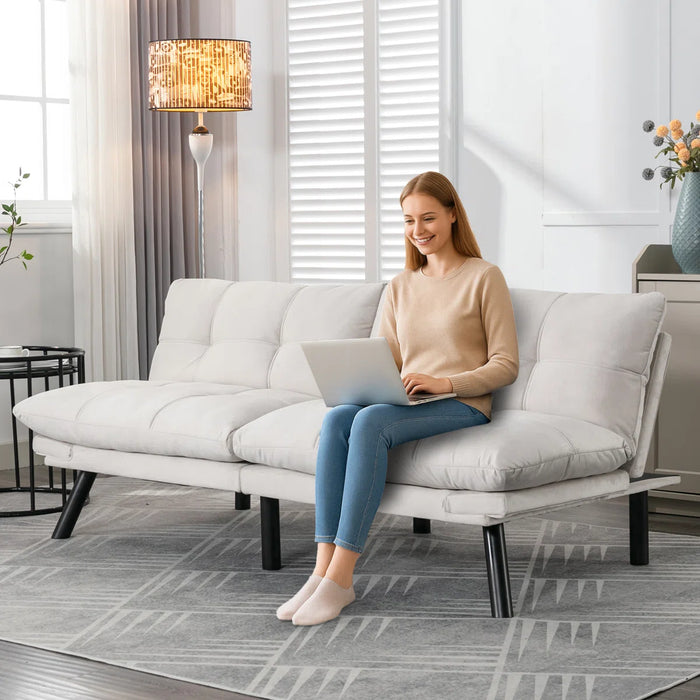 Convertible Futon Sofa Bed Couch | Adjustable 2-Seater Sleeper