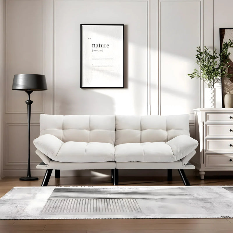 Convertible Futon Sofa Bed Couch | Adjustable 2-Seater Sleeper
