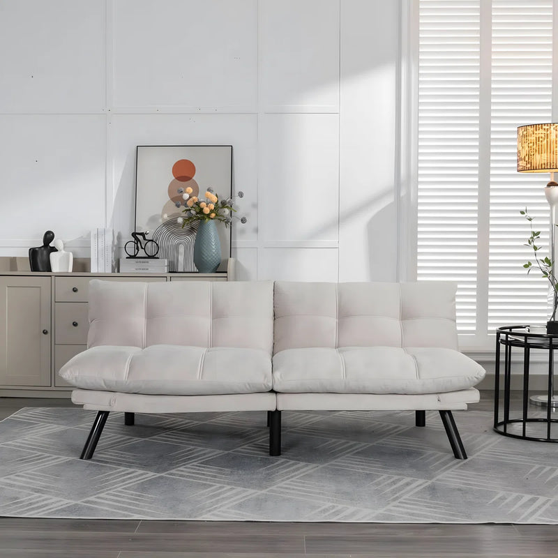 Convertible Futon Sofa Bed Couch | Adjustable 2-Seater Sleeper