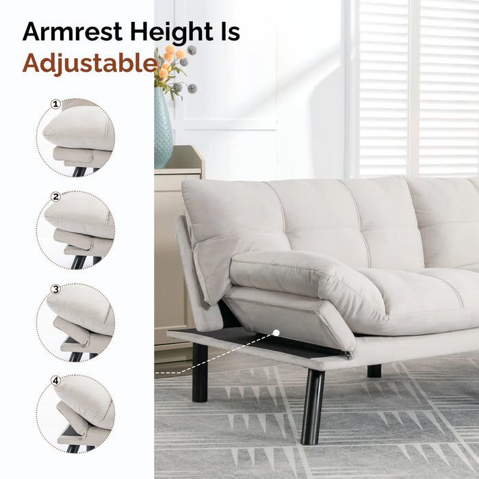 Convertible Futon Sofa Bed Couch | Adjustable 2-Seater Sleeper