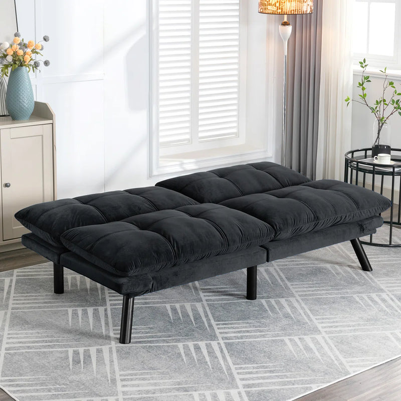 Convertible Futon Sofa Bed Couch | Adjustable 2-Seater Sleeper