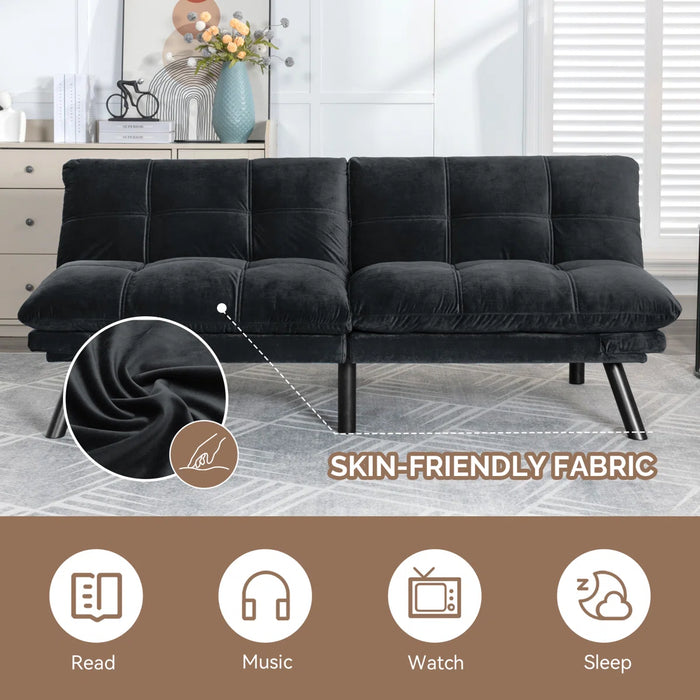 Convertible Futon Sofa Bed Couch | Adjustable 2-Seater Sleeper