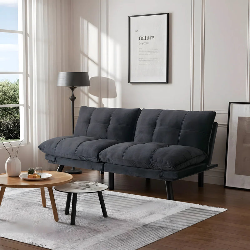 Convertible Futon Sofa Bed Couch | Adjustable 2-Seater Sleeper