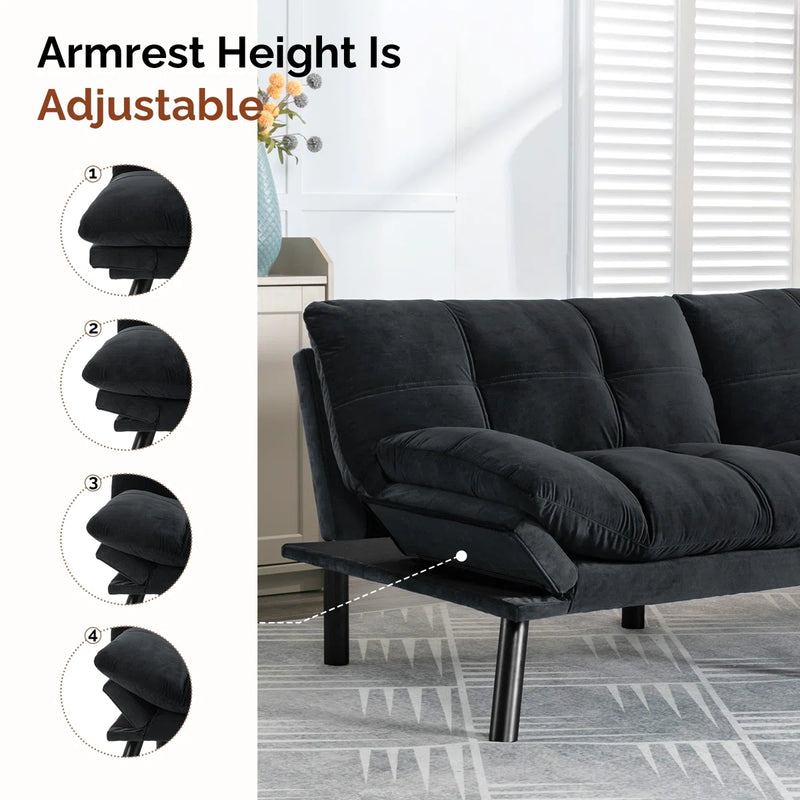 Convertible Futon Sofa Bed Couch | Adjustable 2-Seater Sleeper