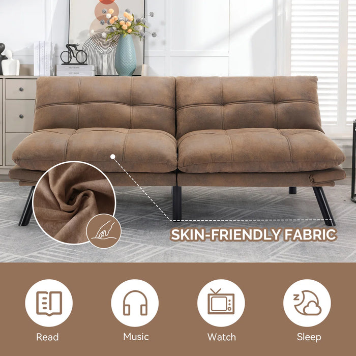Convertible Futon Sofa Bed Couch | Adjustable 2-Seater Sleeper