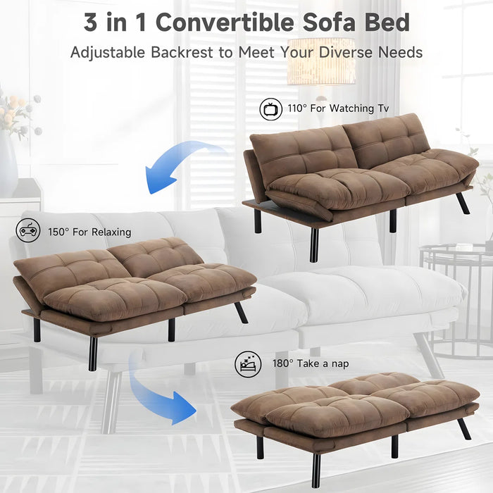 Convertible Futon Sofa Bed Couch | Adjustable 2-Seater Sleeper