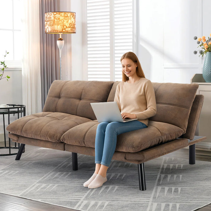 Convertible Futon Sofa Bed Couch | Adjustable 2-Seater Sleeper