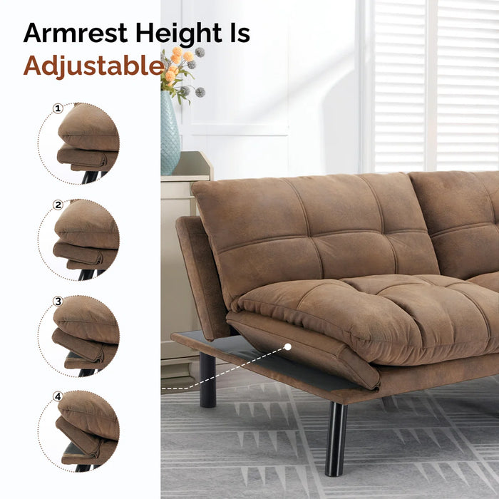 Convertible Futon Sofa Bed Couch | Adjustable 2-Seater Sleeper