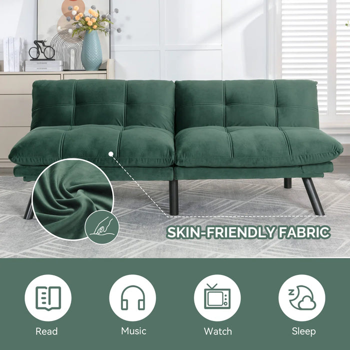 Convertible Futon Sofa Bed Couch | Adjustable 2-Seater Sleeper