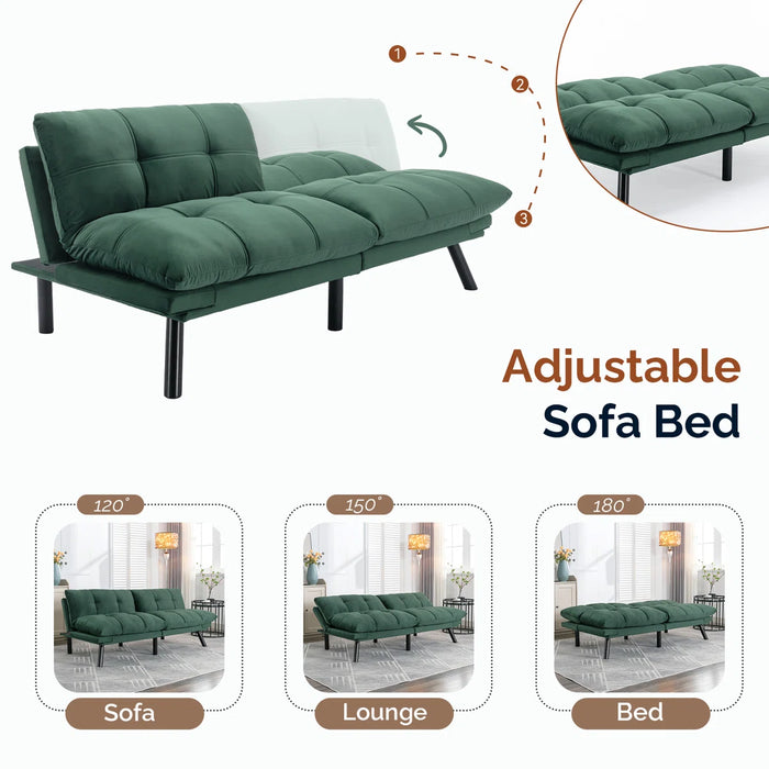 Convertible Futon Sofa Bed Couch | Adjustable 2-Seater Sleeper