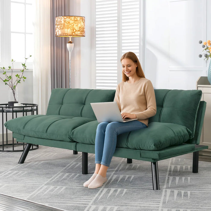Convertible Futon Sofa Bed Couch | Adjustable 2-Seater Sleeper