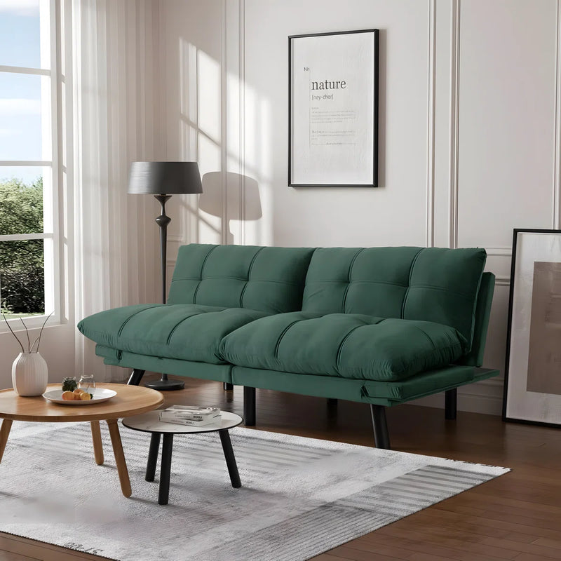 Convertible Futon Sofa Bed Couch | Adjustable 2-Seater Sleeper