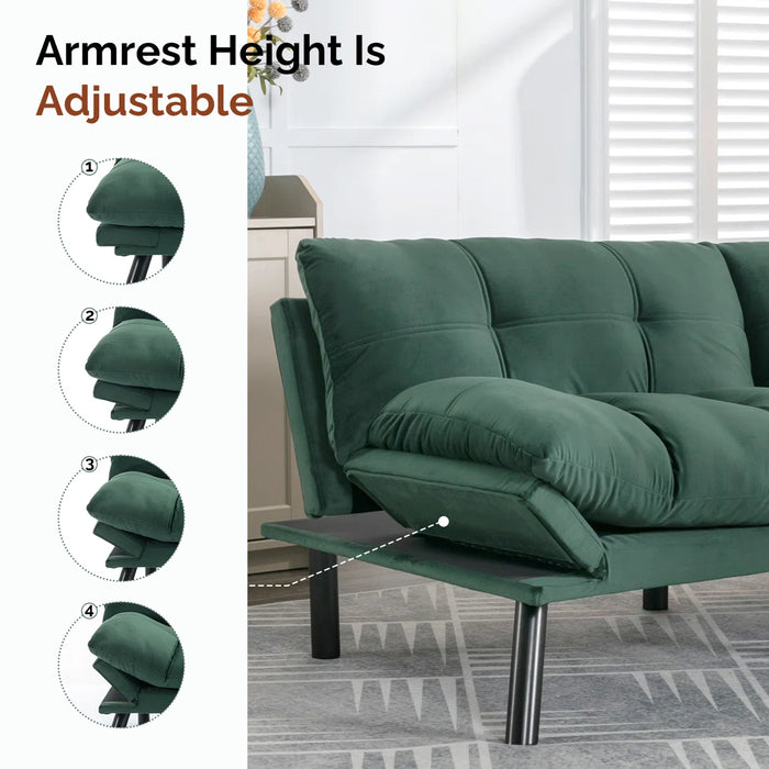 Convertible Futon Sofa Bed Couch | Adjustable 2-Seater Sleeper