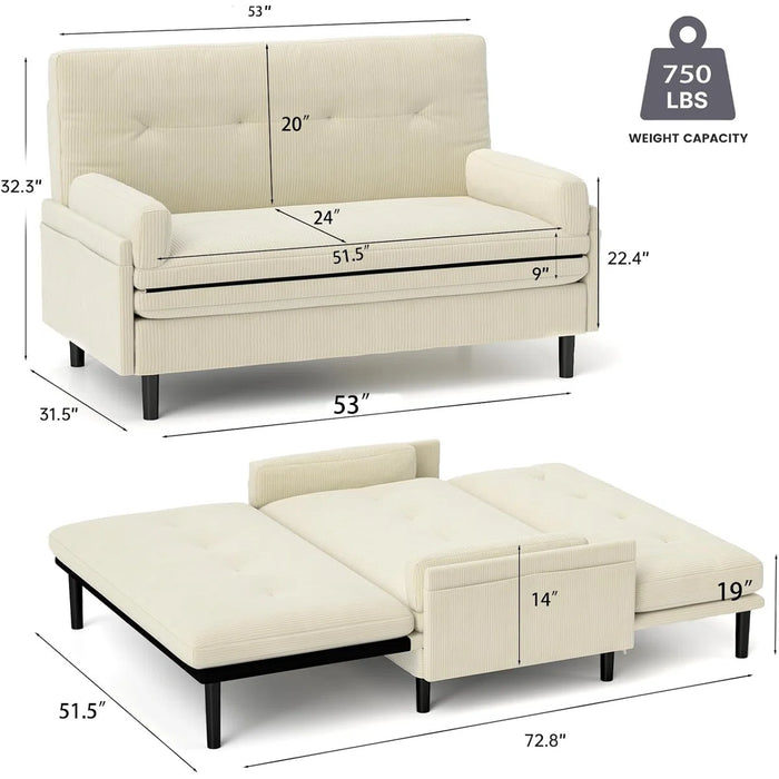 Convertible Queen Sofa Bed Couch | Adjustable Sleeper Chair Pullout