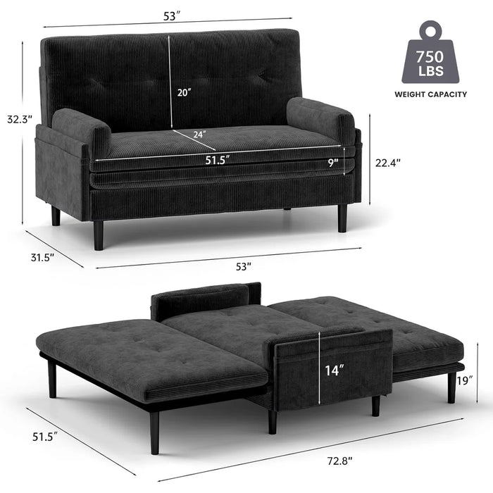 Convertible Queen Sofa Bed Couch | Adjustable Sleeper Chair Pullout